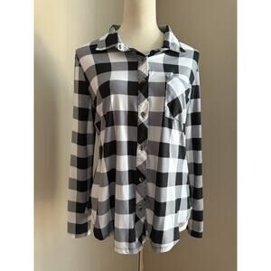 Black & White Plaid Button Down – No Comment – Women’s L
